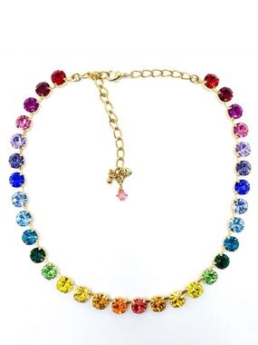 Multicolor Crystal Tennis Necklace - Rainbow Sparkle